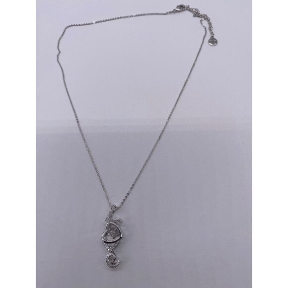Women’s Love Cubic Zircon Necklace Sliver Tone - Picture 9 of 14